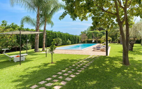 Villa Carosone: Piscine, Jardin, Ombre, Lot Terre, Recours, Pelouse, Eco Hôtel, Aménagement Paysager, Arrière-Cour