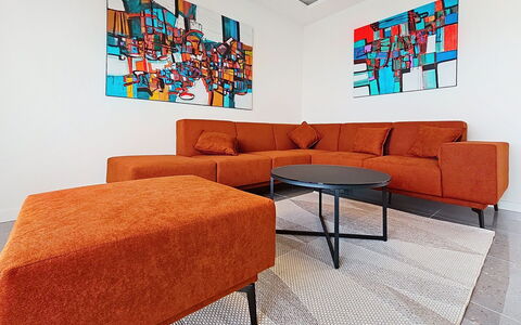 Aloa Iii: Meubles, Sol, Canapé, Sol, Design Intérieur, Salon, Orange, Domicile, Pièce