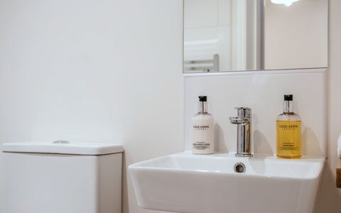 Alpine Cottage: Design Intérieur, Luminaire Plomberie, Lavabo, Salle De Bains, Évier, Robinet, Miroir, Sol, Plomberie