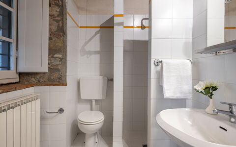 Maison Badia a Passignano: Salle De Bains, Siège De Toilette, Lavabo, Luminaire Plomberie, Mur, Évier, Design Intérieur, Toilette, Sol, Sol