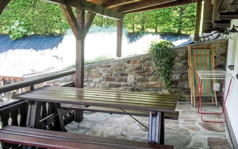 Rustic Lodge: Meubles, Bois, Mobilier De Jardin, Table, Tableau De Plein Air, Chaise, Dur, Tache De Bois, Structure En Plein Air, Porche