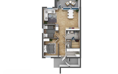 Saariselän Aavahelmi C: Design Intérieur, Sol, Appartement, Dur, Parquet, Tache De Bois, Conception, Daylighting, Accueil Porte, Salon