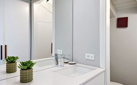Zani: Design Intérieur, Mur, Luminaire Plomberie, Sol, Évier, Comptoir, Bois, Armoire De Toilette, Salle De Bains, Lavabo