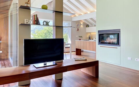 Zani: Design Intérieur, Sol, Meubles, Bois, Plafond, Sol, Télévision, Salon, Éclairage, Appartement