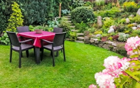 Herlíkovice: Jardin, Arbuste, Pelouse, Couverture De Sol, Arrière-Cour, Cour, Aménagement Paysager, Mobilier De Jardin, Cour, Patio