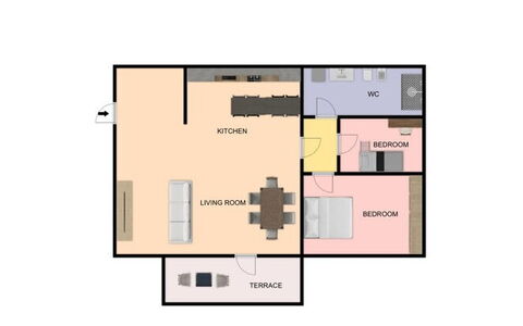 Suite Pineta: Salon, Chambre, Lit