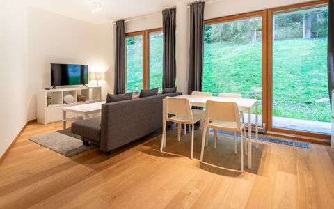 Cuolm Liung Apt. 52: Sol, Bois, Design Intérieur, Sol, Parquet, Meubles, Salon, Dur, Revêtement De Sol Stratifié, Tache De Bois