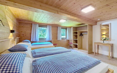 Ferienhaus Dinkl: Domicile, Chalet, Chambre, Plafond, Lit, Eco Hôtel, Dur, Hôtel, Tache De Bois, Literie