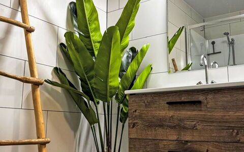 Eifelhuis im Salmtal: Design Intérieur, Sol, Sol, Armoire De Toilette, Luminaire Plomberie, Plante D'Appartement, Matériau Naturel, Salle De Bains, Luminaire, Tuile