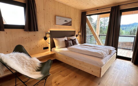 02 Nth051 18B Sup Chalet mit Sauna und Hot Tub 2 e: Dur, Tache De Bois, Chambre, Parquet, Literie, Planche, Cabane En Rondins, Drap De Lit, Contre-Plaqué, Lit