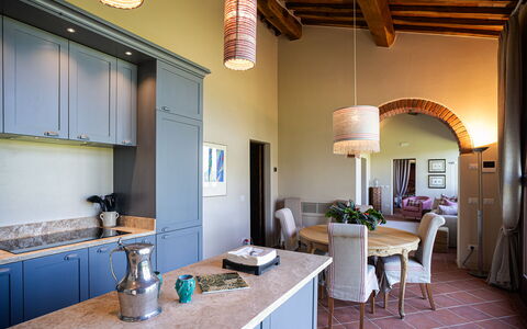 Casa Faraona: Meubles, Design Intérieur, Plafond, Sol, Cuisine, Éclairage, Chaise, Cabinetry, Sol, Comptoir