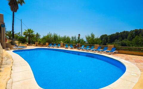 Sol Moraira: Bleu, Mobilier De Jardin, Piscine, Recours, Loisir, Hôtel, Balancelle, Ville Resort