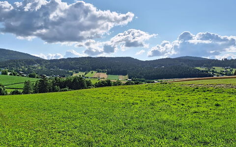 Klaffer am Hochficht 1: Bleu, Ciel, Vert, Herbe, Montagnes Relief, Environnement Naturel, Prairie, Colline, Champ, Paysage Naturel