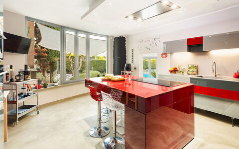 Villa Tiberio 6+2: Design Intérieur, Meubles, Cuisine, Sol, Comptoir, Plafond, Sol, Éclairage, Cabinetry, Appareil De Cuisine