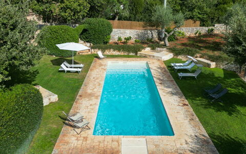 Trullo Luna 6+1: Piscine, Bleu, Recours, Composite, Jardin, Arrière-Cour, Ombre, Mobilier De Jardin, Aménagement Paysager, Caractéristique De L'Eau