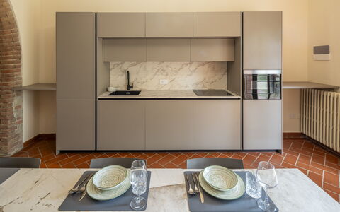 Casale le Lupe Apartments: Sol, Cuisine, Design Intérieur, Appareil De Cuisine, Comptoir, Sol, Principaux Appliance, Cabinetry, Électroménager, Appartement