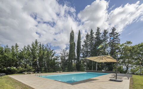 Casa Amelia, Pool, Casole Elsa, Monti: Bleu, Piscine, Ombre, Jardin, Aménagement Paysager, À Feuilles Persistantes, Mélèze, Eco Hôtel