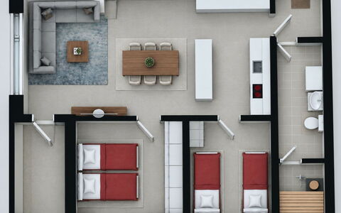 Levihonka 13: Chambre, Conception, Salon