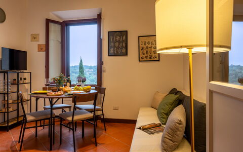 La Veduta - la Finestra su Castelfalfi: Mur, Design Intérieur, Meubles, Pièce, Sol, Sol, Cadre, Plafond, Lampe, Appartement