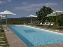 The outdoor swimming pool overlooking the Tosco Emilian Apennines