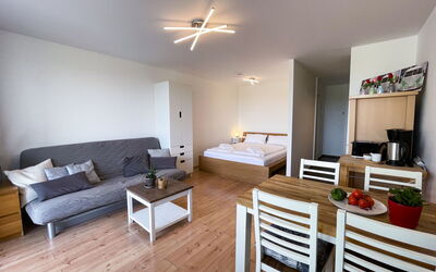 Donau (B 77) 2.61: Meubles, Canapé, Table, Ventilateur De Plafond, Confort, Bois, Éclairage, Plante D'Appartement, Salon, Bâtiment