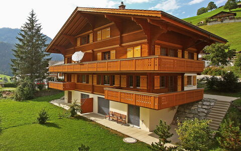 Grindelwald 106: Plante, Bâtiment, Ciel, Fenêtre, Nuage, Arbre, Maison, Bois, Mélèze, Herbe
