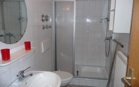 Schonach 125: Salle De Bains, Propriété, Pièce, Luminaire Plomberie, Tuile, Mur, Porte De Douche, Architecture, Douche, Verre