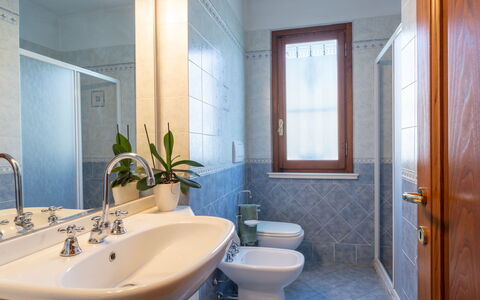 Marinella: Miroir, Luminaire Plomberie, Robinet, Propriété, Évier, Lavabo, Plante, Salle De Bains, Violet, Bleu Azur