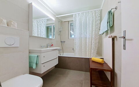 Chalet Almis 5: Salle De Bains, Design Intérieur, Luminaire Plomberie, Sol, Sol, Lavabo, Armoire De Toilette, Évier, Robinet, Toilette