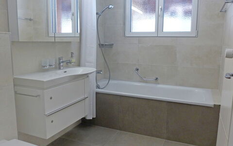 Chalet Almis 5: Robinet, Luminaire Plomberie, Miroir, Évier, Fenêtre, Armoire De Toilette, Lavabo, Baignoire, Salle De Bains