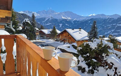 Verbier 390: Ciel, Montagne, Bâtiment, Neige, Propriété, La Nature, Maison, Arbre, Bois, Nuage