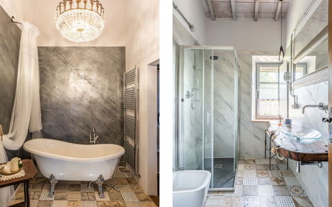 Villa Castiglione: Salle De Bains, Mur, Luminaire Plomberie, Design Intérieur, Sol, Sol, Plomberie, Éclairage, Domicile, Robinet