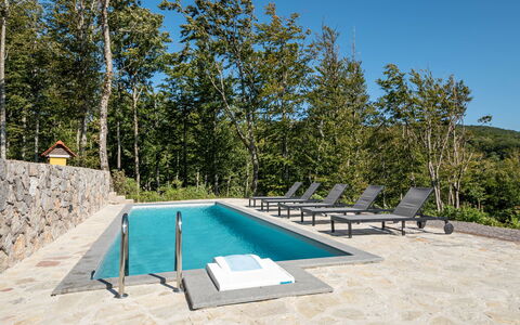 Vršak: Propriété, L'Eau, Ciel, Piscine, Bleu Azur, Ombre, Plante, Mobilier De Jardin, Arbre, Balancelle