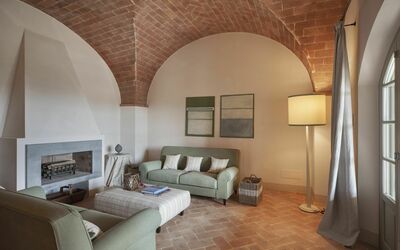 La Valle 1 Castelfalfi: Pièce, Propriété, Design Intérieur, Bâtiment, Plafond, Salon, Meubles, Architecture, Cambre, Sol