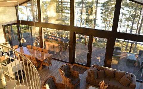 Villa Miestamo: Design Intérieur, Bois, Sol, Plafond, Sol, Meubles, Éclairage, Salon, Canapé, Dur