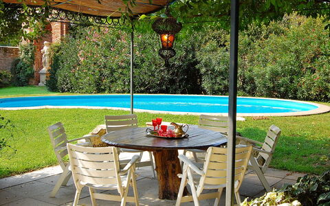 Barchessa Palladio: Meubles, Mobilier De Jardin, Table, Chaise, Tableau De Plein Air, Jardin, Arrière-Cour, Ombre, Patio, Cour