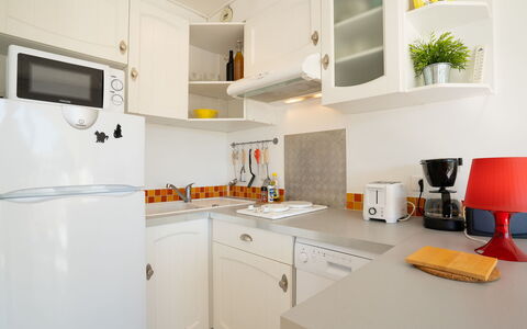 Port Camargue 145: Cabinetry, Meubles, Comptoir, Cuisinière, Appareil De Cuisine, Cuisine, Bâtiment, Évier, Plante, Evier