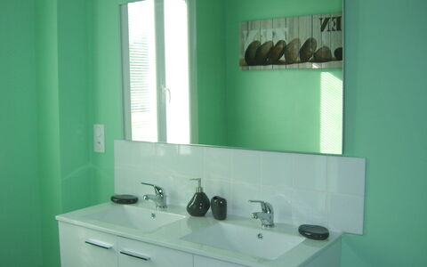 Maison les Oies: Miroir, Robinet, Armoire De Toilette, Cabinetry, Comptoir, Luminaire Plomberie, Évier, Bâtiment, Propriété, Lavabo