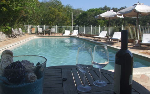Villa Il Castagno: L'Eau, Propriété, Piscine, Bleu Azur, Plante, Arbre, Mobilier De Jardin, Bouteille, Ciel, Loisir