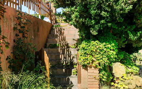 El Cerrillo - Cerro Negro: Vert, Arbuste, Jardin, Escaliers, Arrière-Cour, Brique, Ombre, Aménagement Paysager, Accueil Escrime